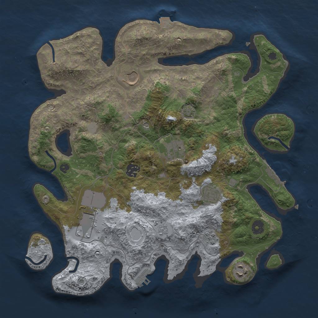 Rust Map: Procedural Map, Size: 3500, Seed: 445687951, 15 Monuments