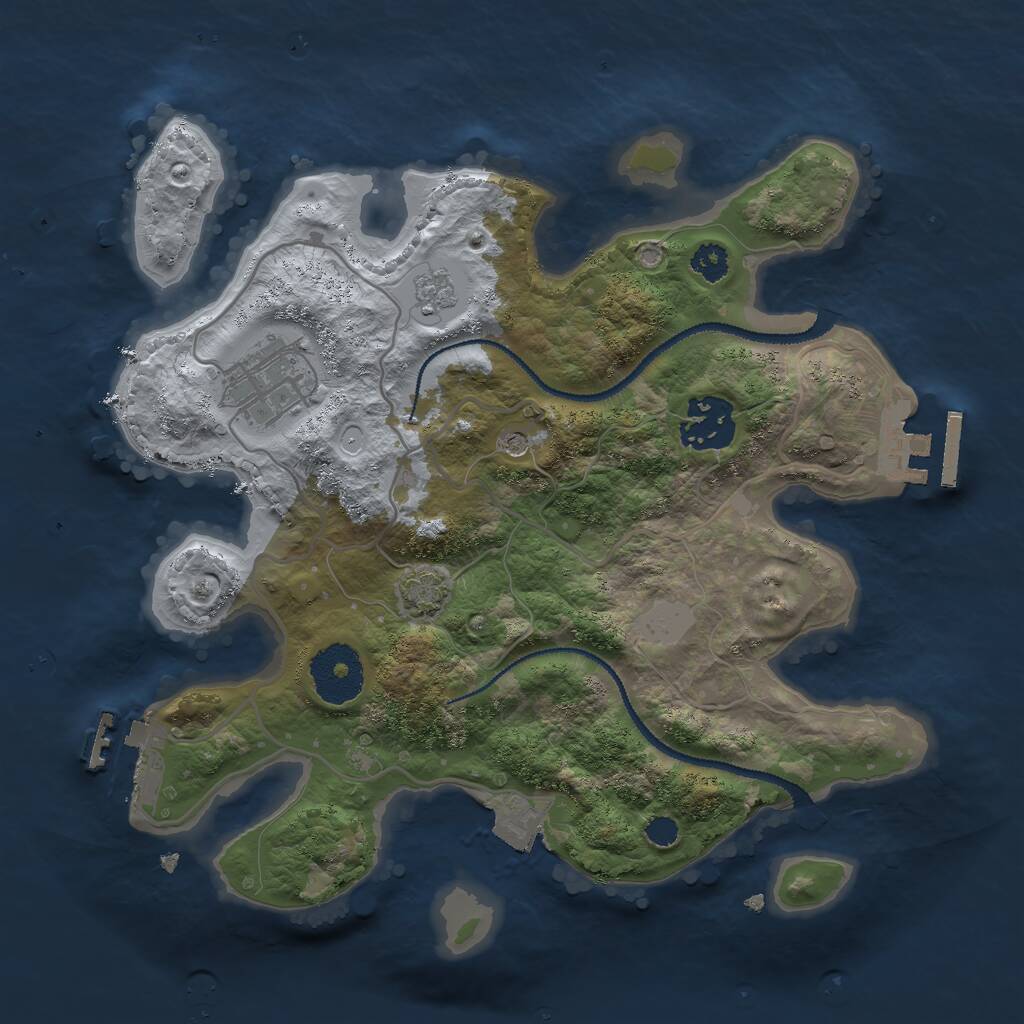 Rust Map: Procedural Map, Size: 2750, Seed: 1456598826, 8 Monuments