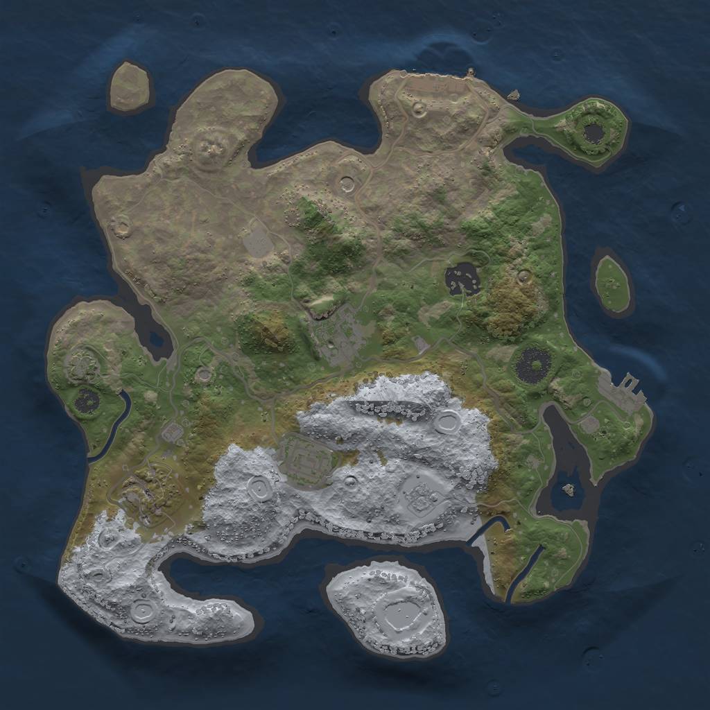 Rust Map: Procedural Map, Size: 3000, Seed: 185512, 12 Monuments