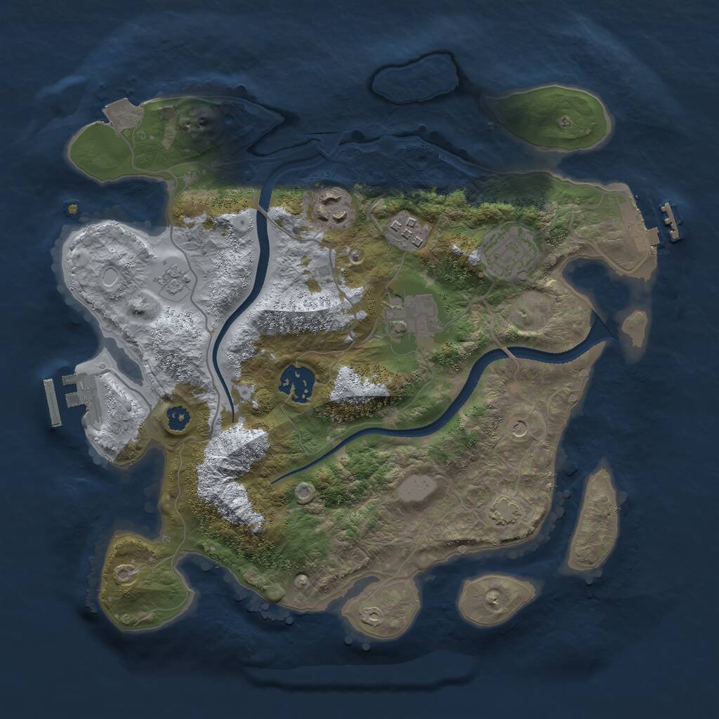 Rust Map: Procedural Map, Size: 3000, Seed: 53344392, 11 Monuments