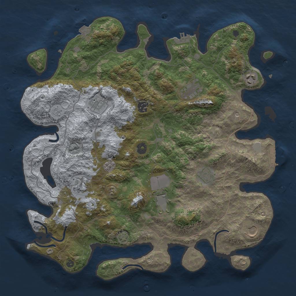 Rust Map: Procedural Map, Size: 4000, Seed: 41451603, 17 Monuments