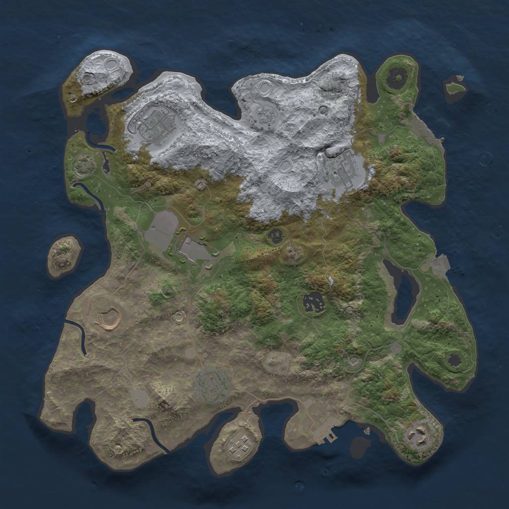 Rust Map: Procedural Map, Size: 3500, Seed: 5025, 16 Monuments