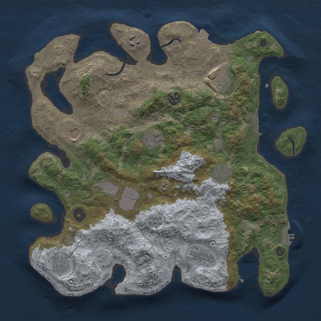 Rust Map: Procedural Map, Size: 3700, Seed: 38248887, 18 Monuments