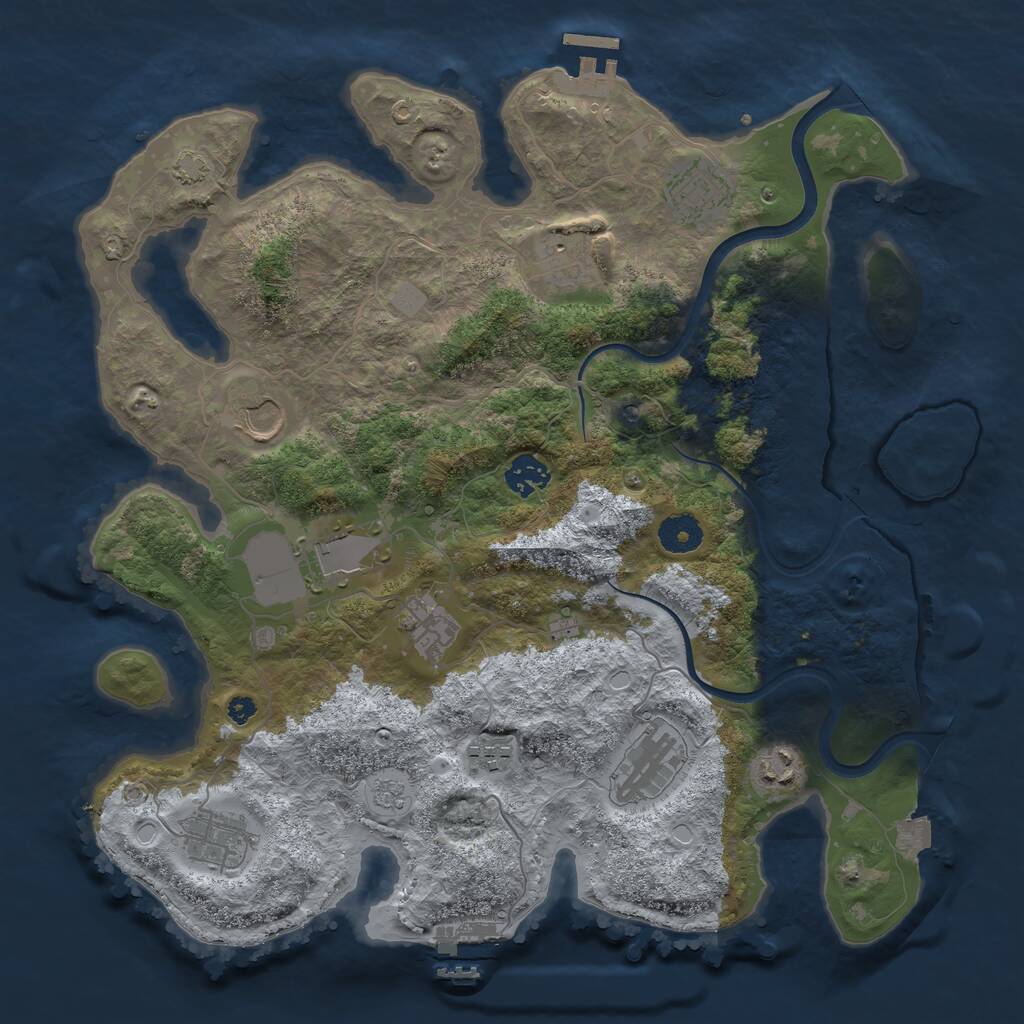 Rust Map: Procedural Map, Size: 3700, Seed: 38248887, 16 Monuments