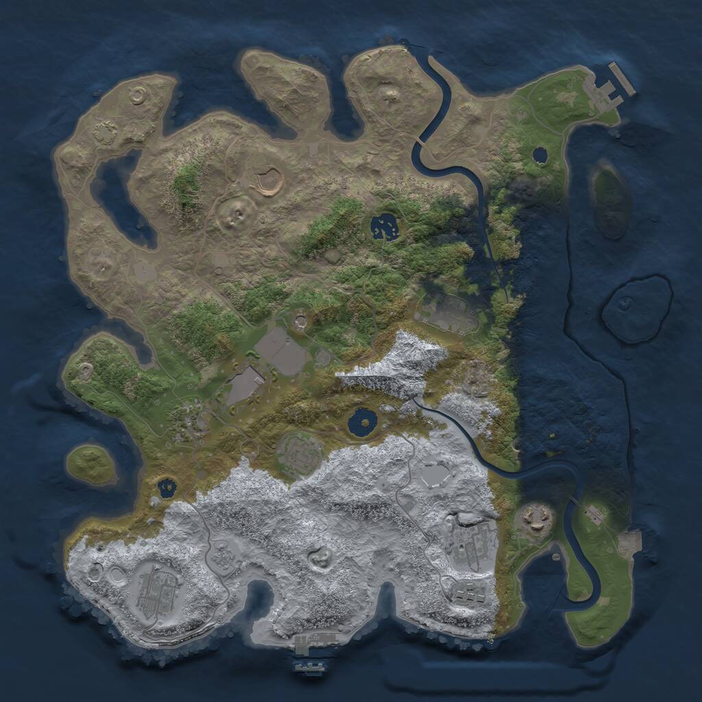 Rust Map: Procedural Map, Size: 3700, Seed: 38248887, 16 Monuments