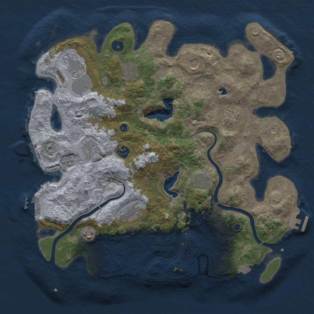 Rust Map: Procedural Map, Size: 4000, Seed: 564573, 16 Monuments
