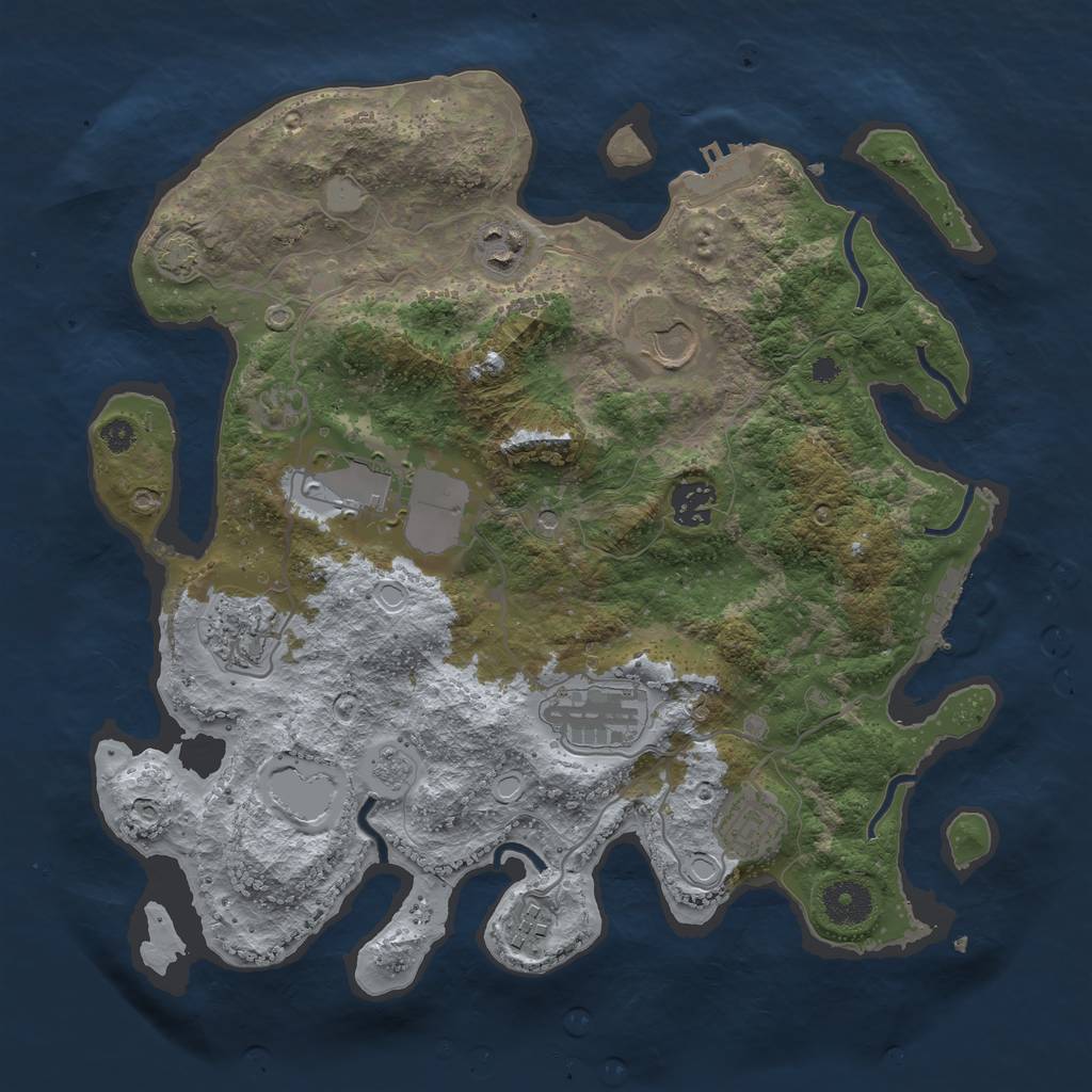Rust Map: Procedural Map, Size: 3500, Seed: 196039129, 16 Monuments