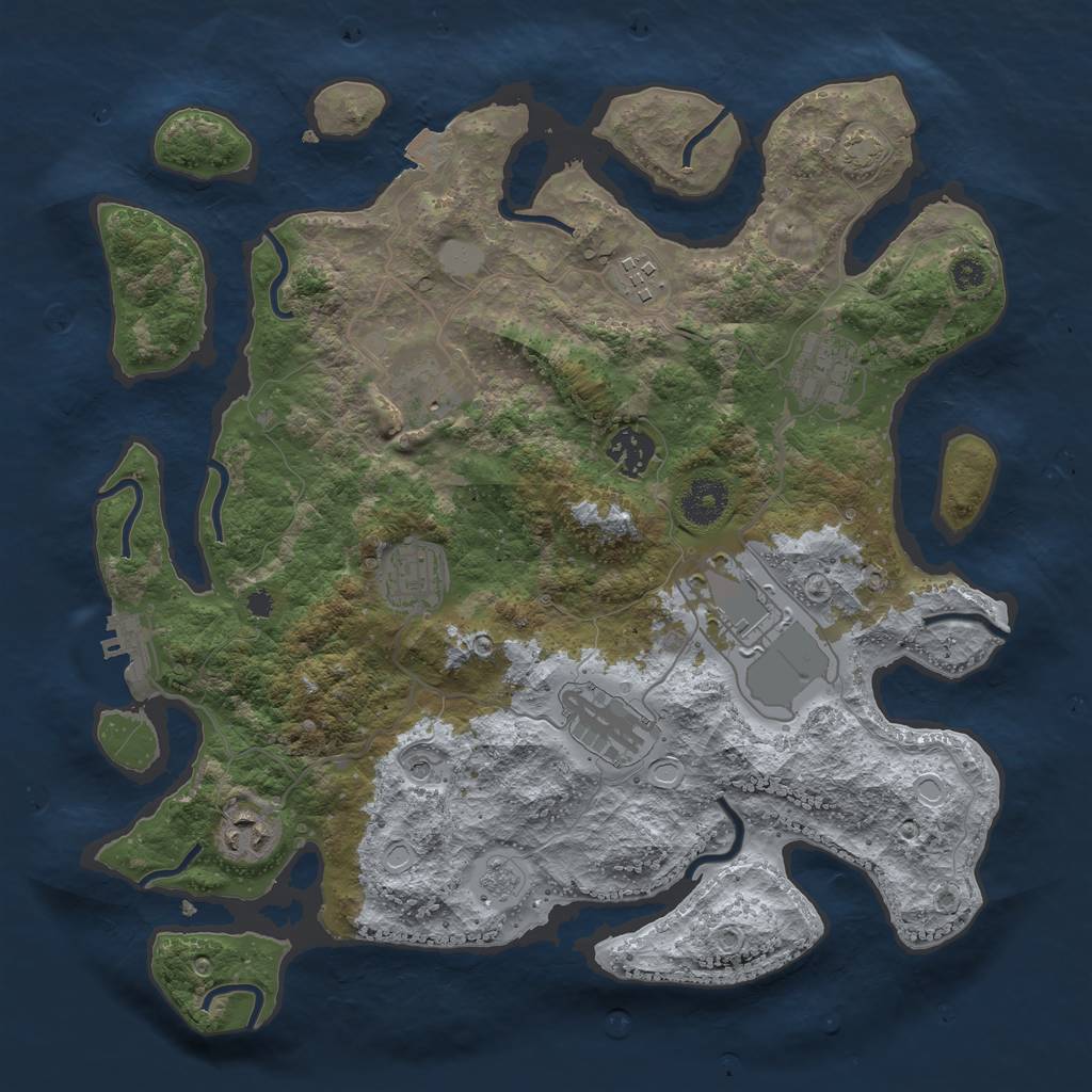 Rust Map: Procedural Map, Size: 3500, Seed: 1298082314, 15 Monuments