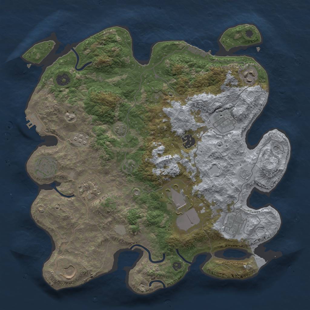 Rust Map: Procedural Map, Size: 3500, Seed: 129402678, 17 Monuments