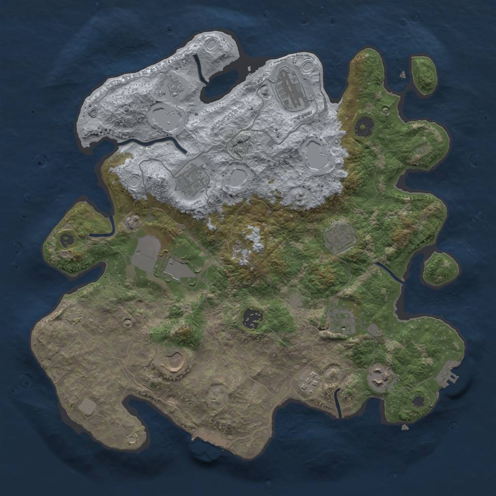 Rust Map: Procedural Map, Size: 3700, Seed: 50172752, 17 Monuments