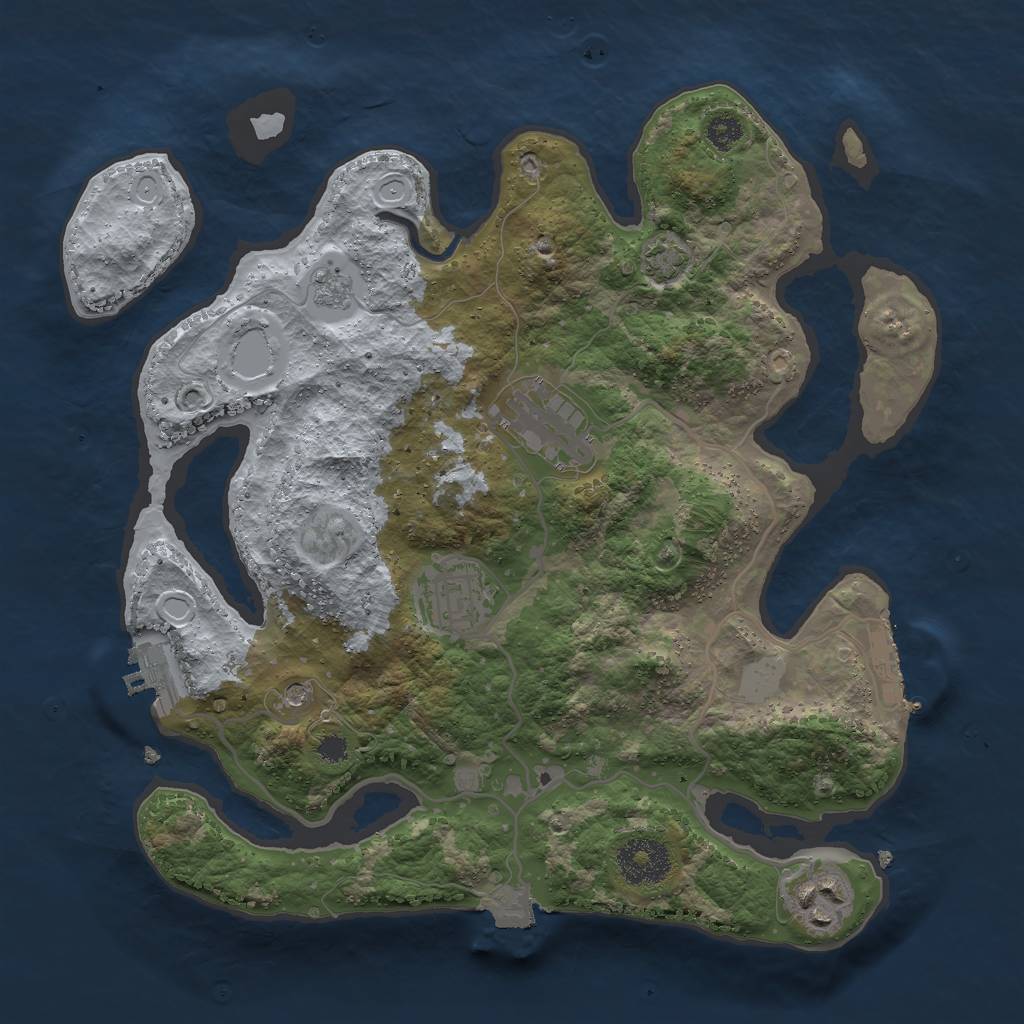 Rust Map: Procedural Map, Size: 3000, Seed: 215505796, 11 Monuments