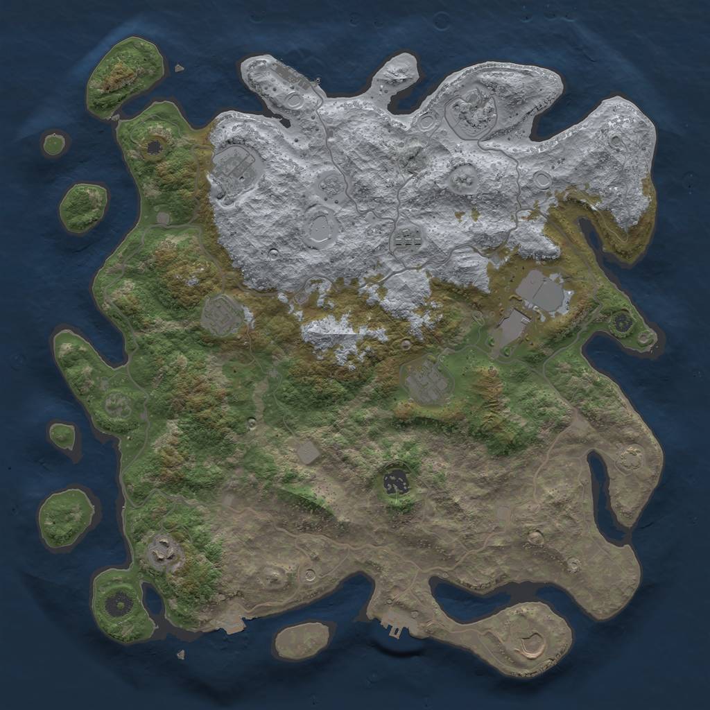 Rust Map: Procedural Map, Size: 4100, Seed: 991348076, 17 Monuments