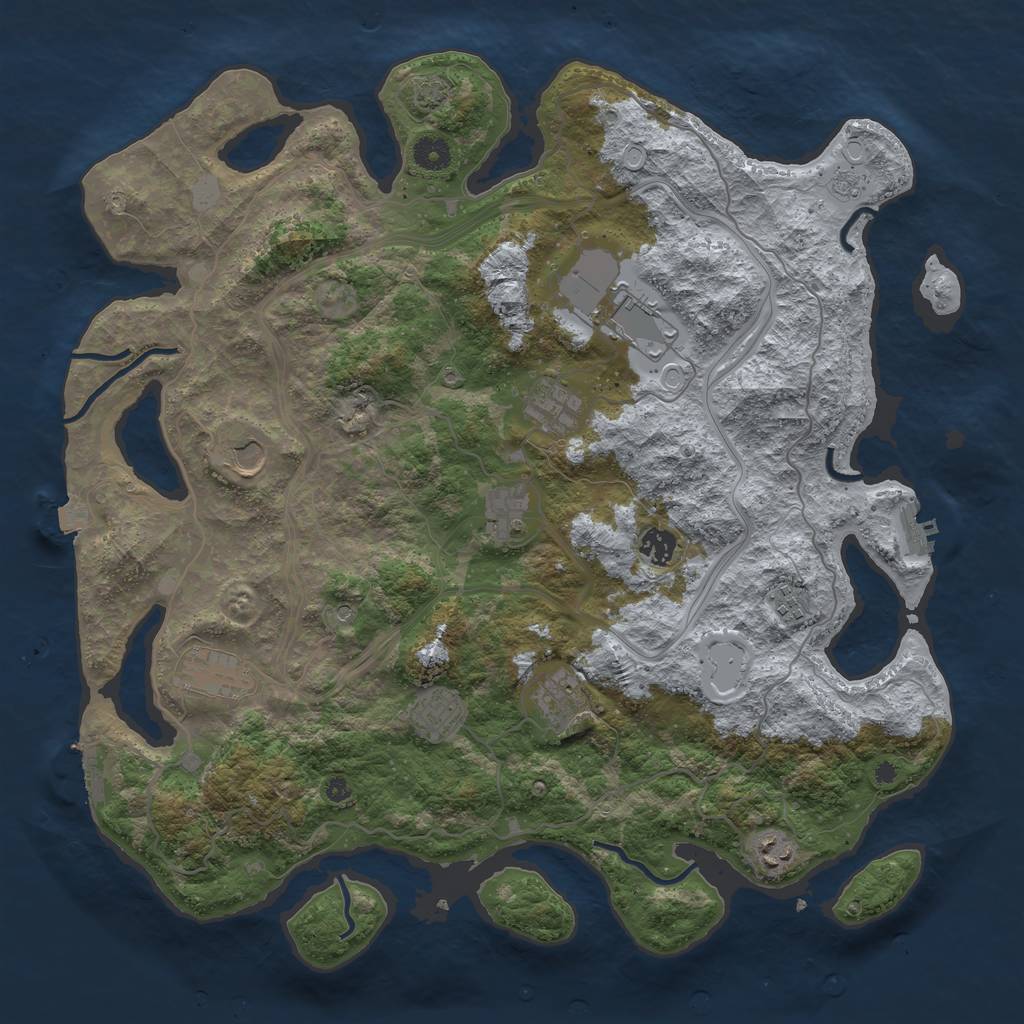 Rust Map: Procedural Map, Size: 4250, Seed: 936027619, 18 Monuments