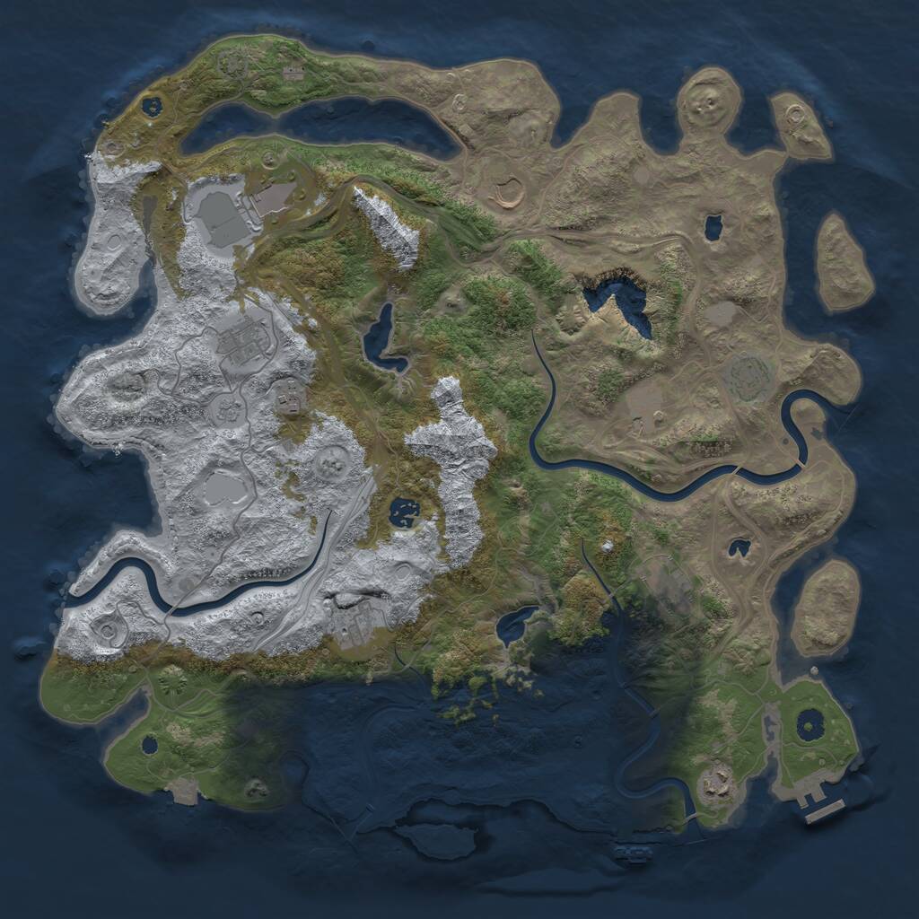 Rust Map: Procedural Map, Size: 4500, Seed: 49612375, 16 Monuments