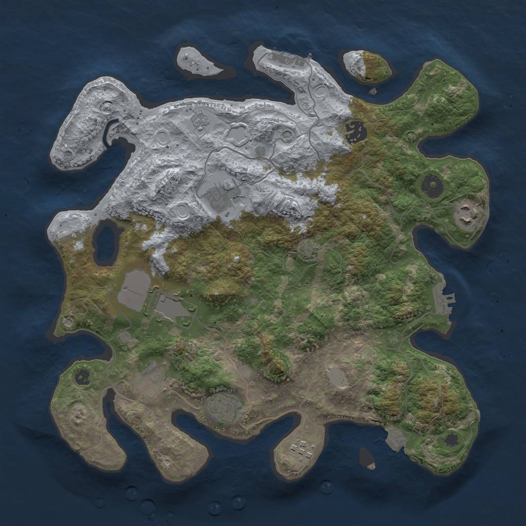 Rust Map: Procedural Map, Size: 3500, Seed: 1220248599, 15 Monuments