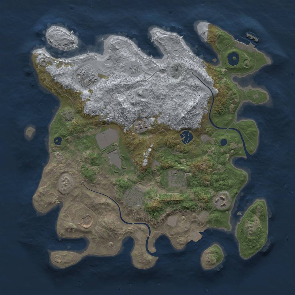 Rust Map: Procedural Map, Size: 3501, Seed: 435145407, 12 Monuments