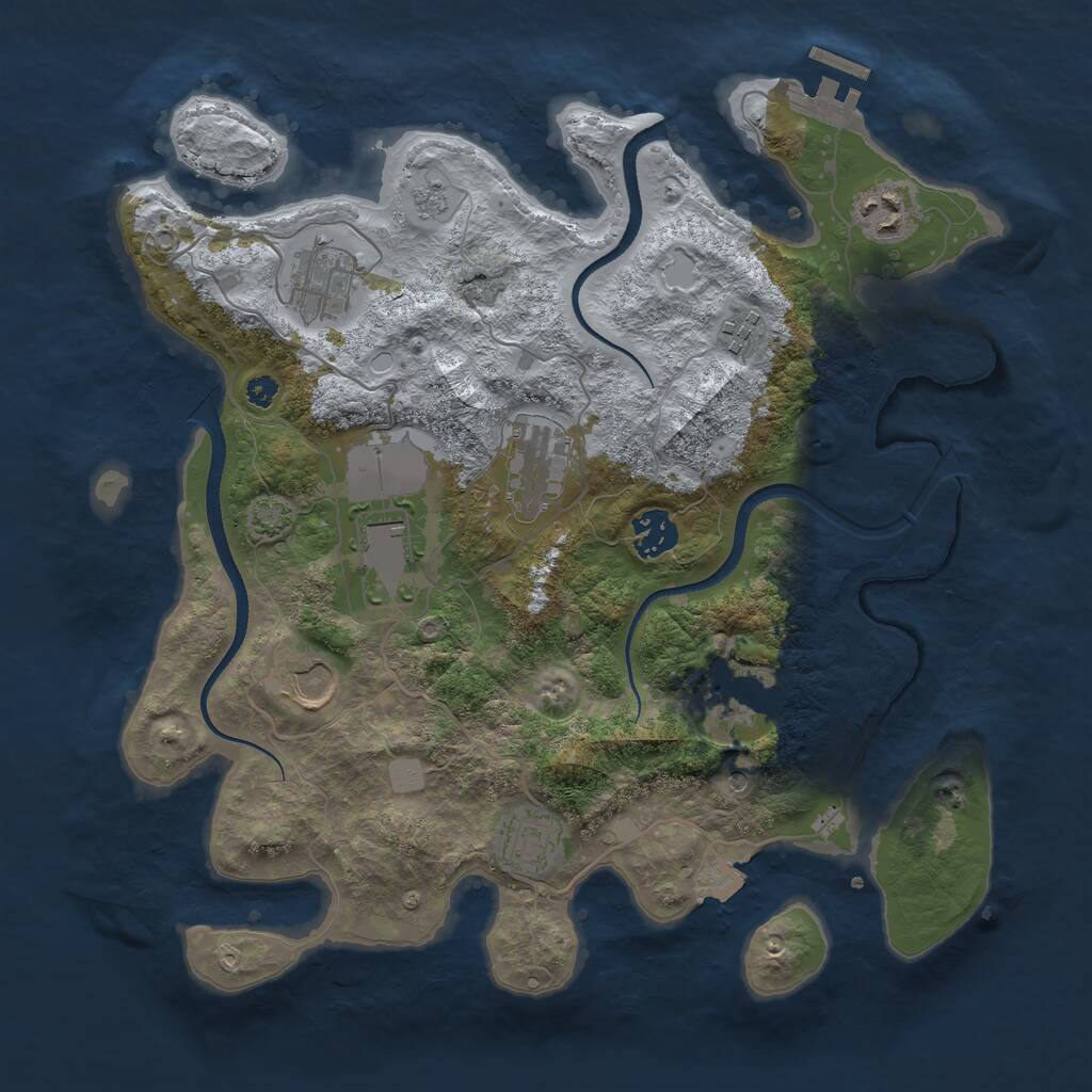 Rust Map: Procedural Map, Size: 3501, Seed: 435145407, 14 Monuments