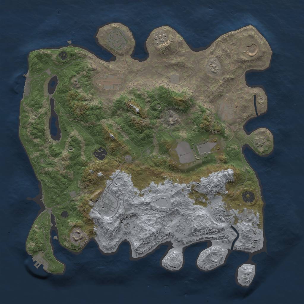 Rust Map: Procedural Map, Size: 3700, Seed: 1715658184, 18 Monuments