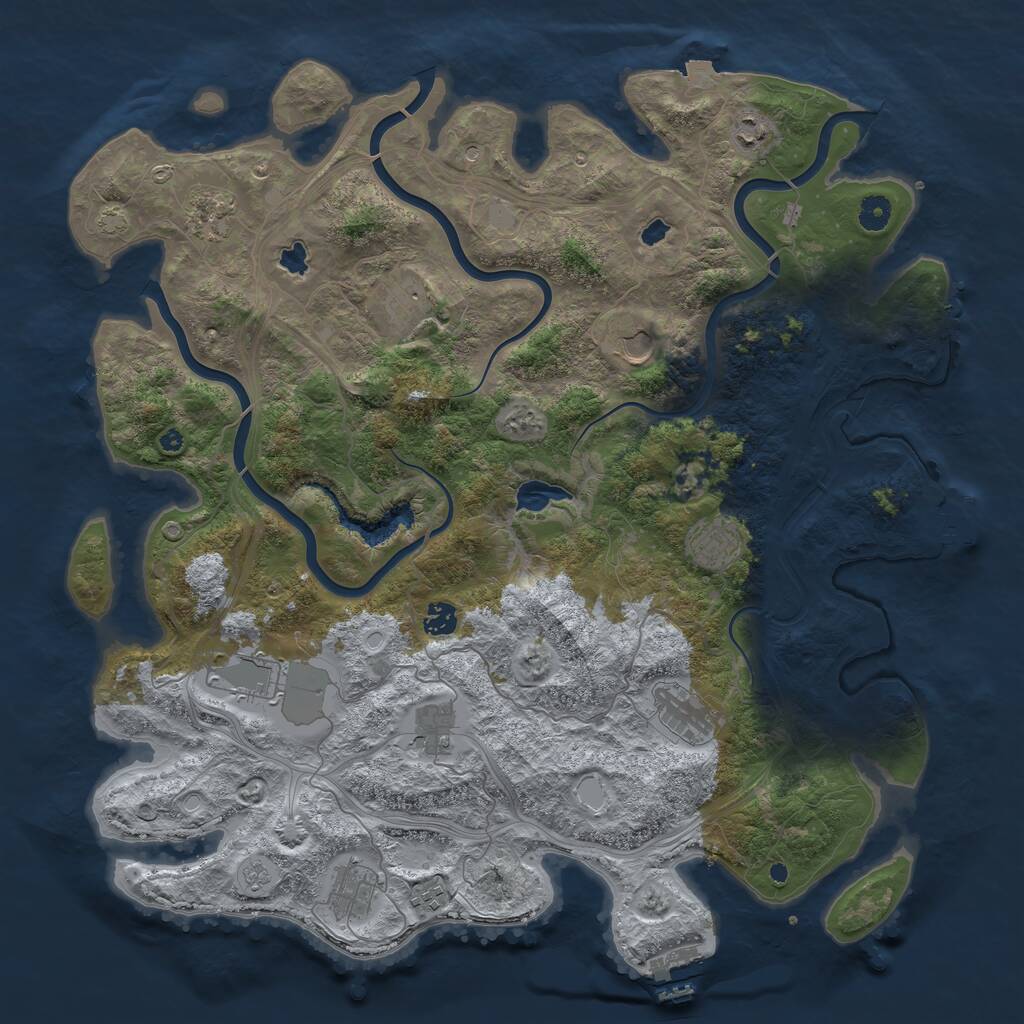 Rust Map: Procedural Map, Size: 4500, Seed: 753845260, 17 Monuments