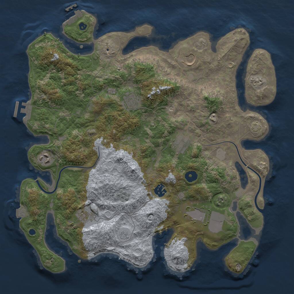 Rust Map: Procedural Map, Size: 3750, Seed: 2073470572, 14 Monuments