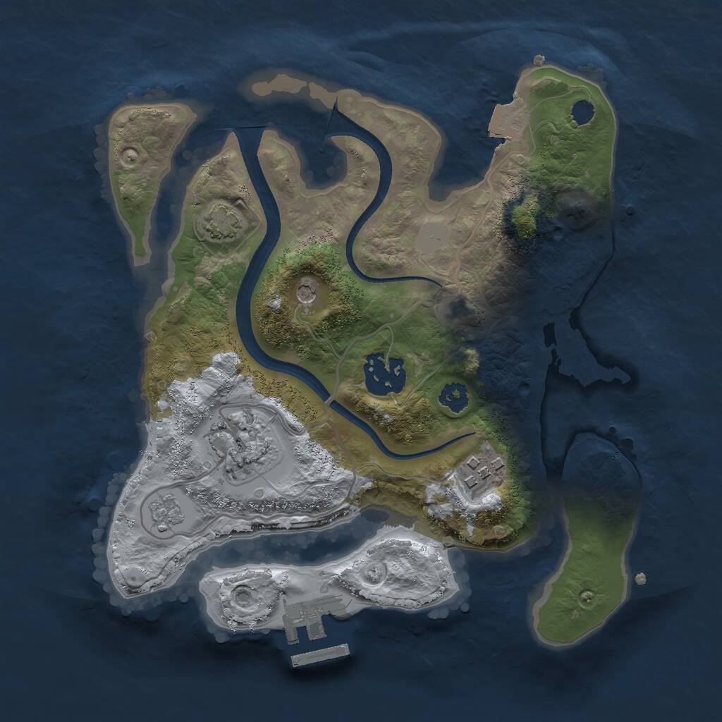 Rust Map: Procedural Map, Size: 2500, Seed: 422651821, 8 Monuments