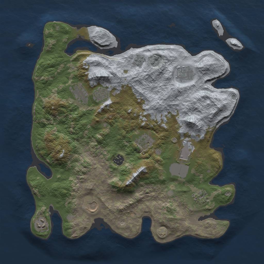 Rust Map: Barren, Size: 3800, Seed: 57581898, 14 Monuments