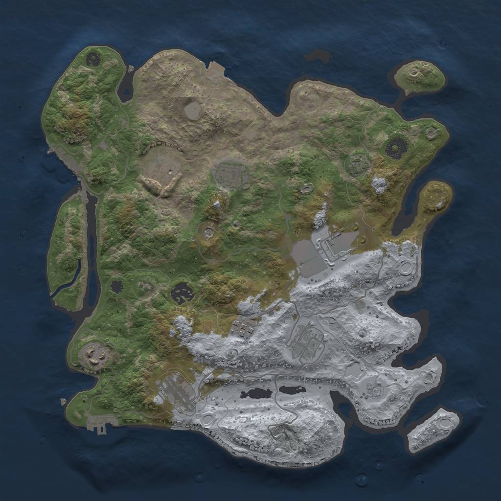 Rust Map: Procedural Map, Size: 3500, Seed: 952060878, 16 Monuments