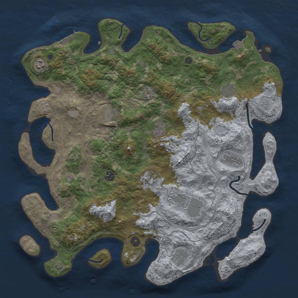 Rust Map: Procedural Map, Size: 4500, Seed: 514234125, 17 Monuments