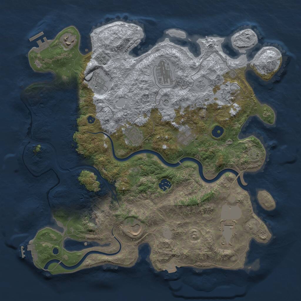 Rust Map: Procedural Map, Size: 3900, Seed: 87168281, 16 Monuments
