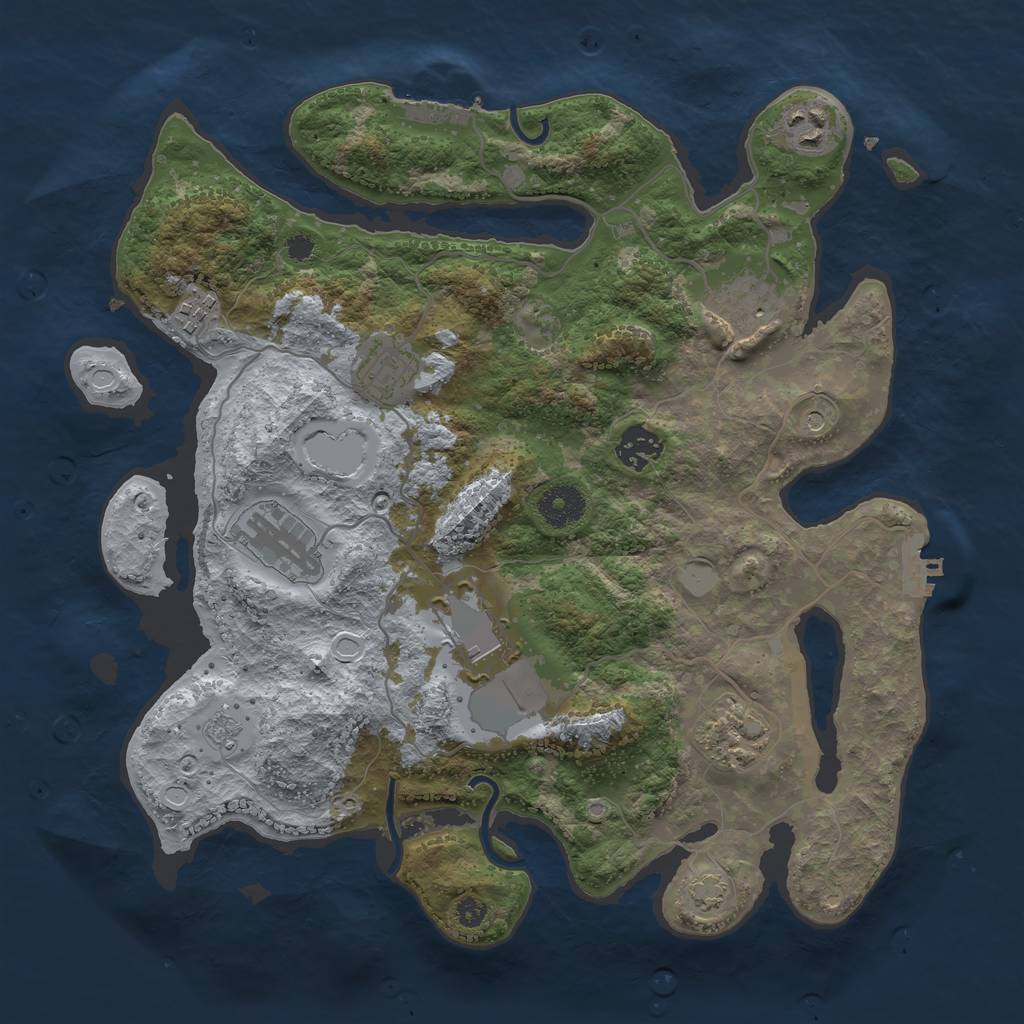 Rust Map: Procedural Map, Size: 3500, Seed: 115879187, 16 Monuments
