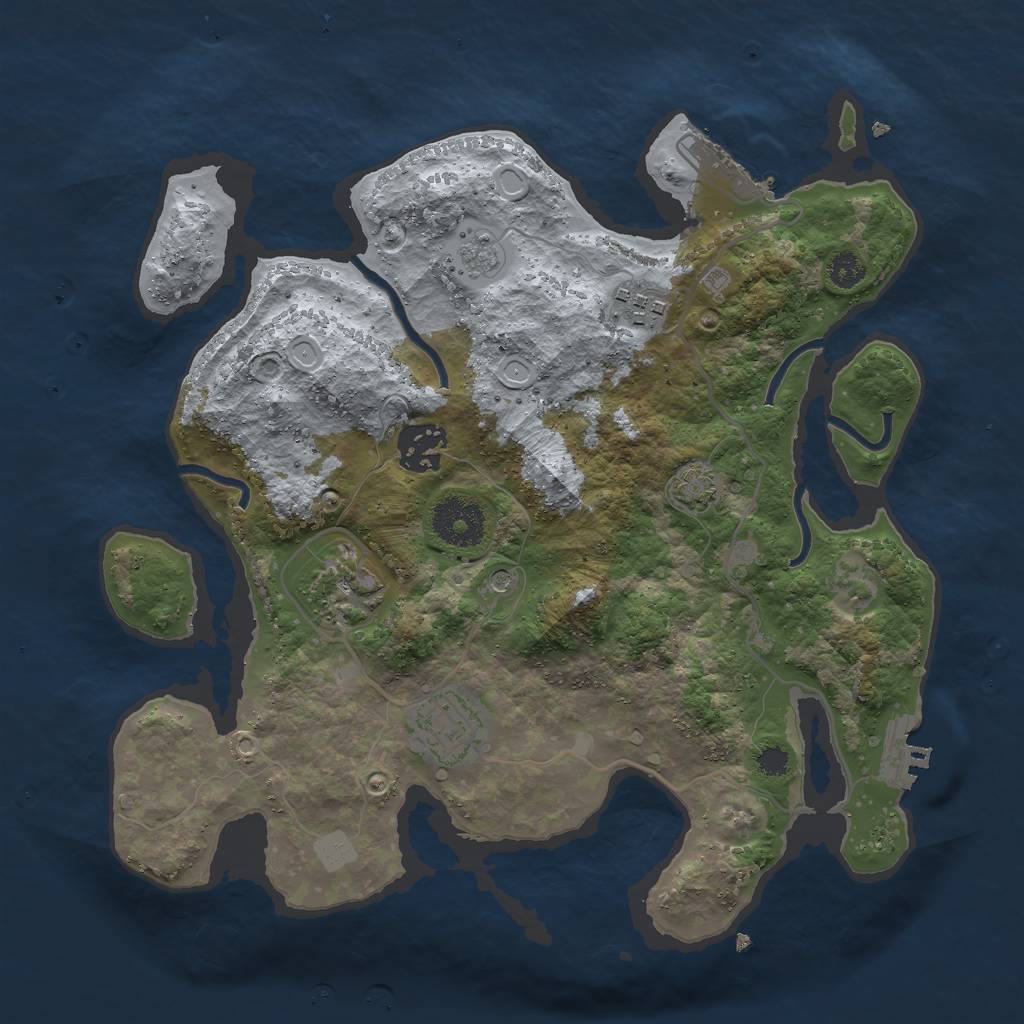 Rust Map: Procedural Map, Size: 3000, Seed: 793431438, 12 Monuments