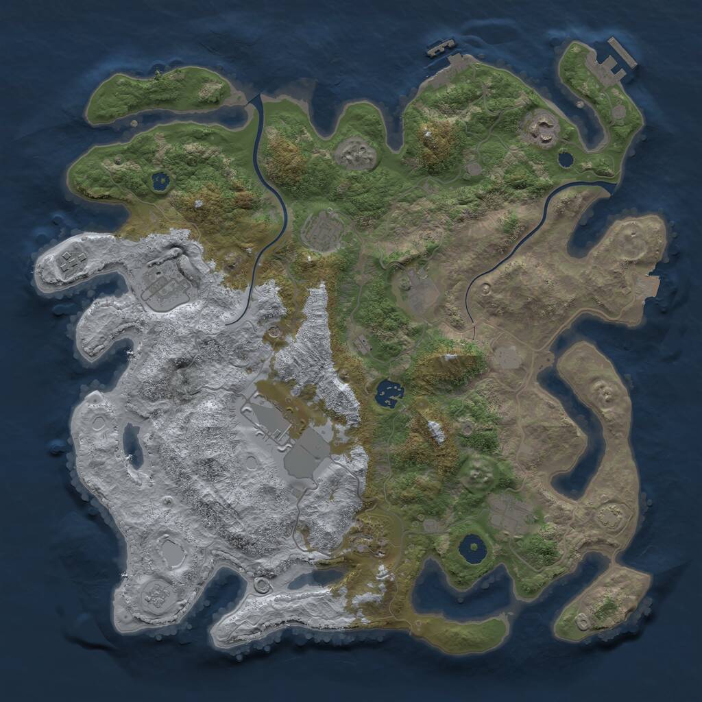 Rust Map: Procedural Map, Size: 3800, Seed: 18510, 15 Monuments