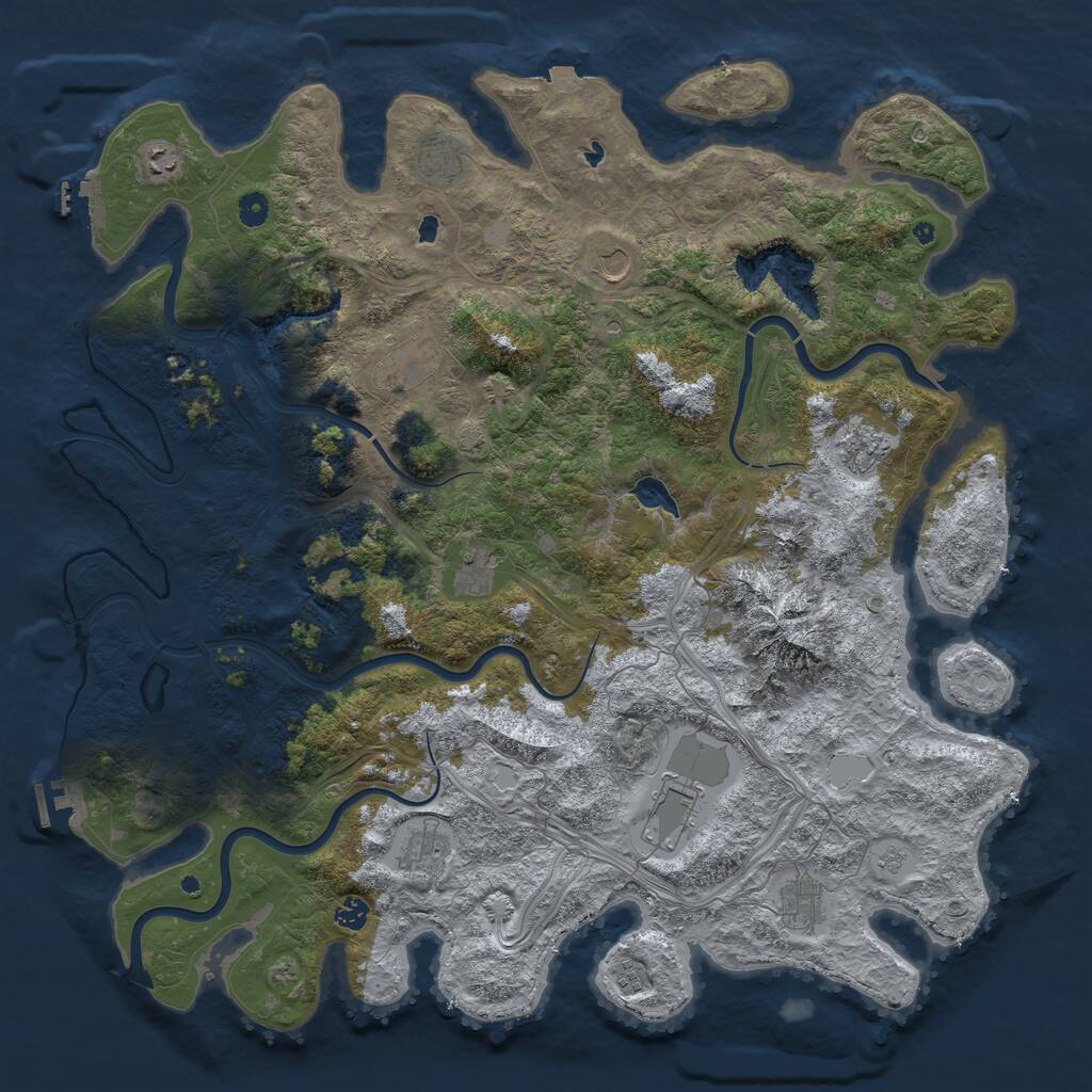 Rust Map: Procedural Map, Size: 5000, Seed: 1944359337, 17 Monuments