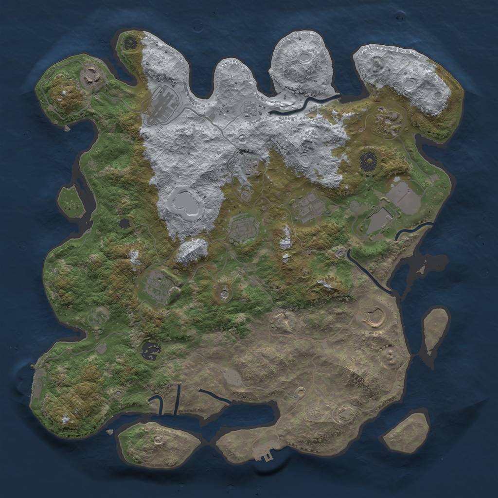 Rust Map: Procedural Map, Size: 3900, Seed: 76344692, 18 Monuments