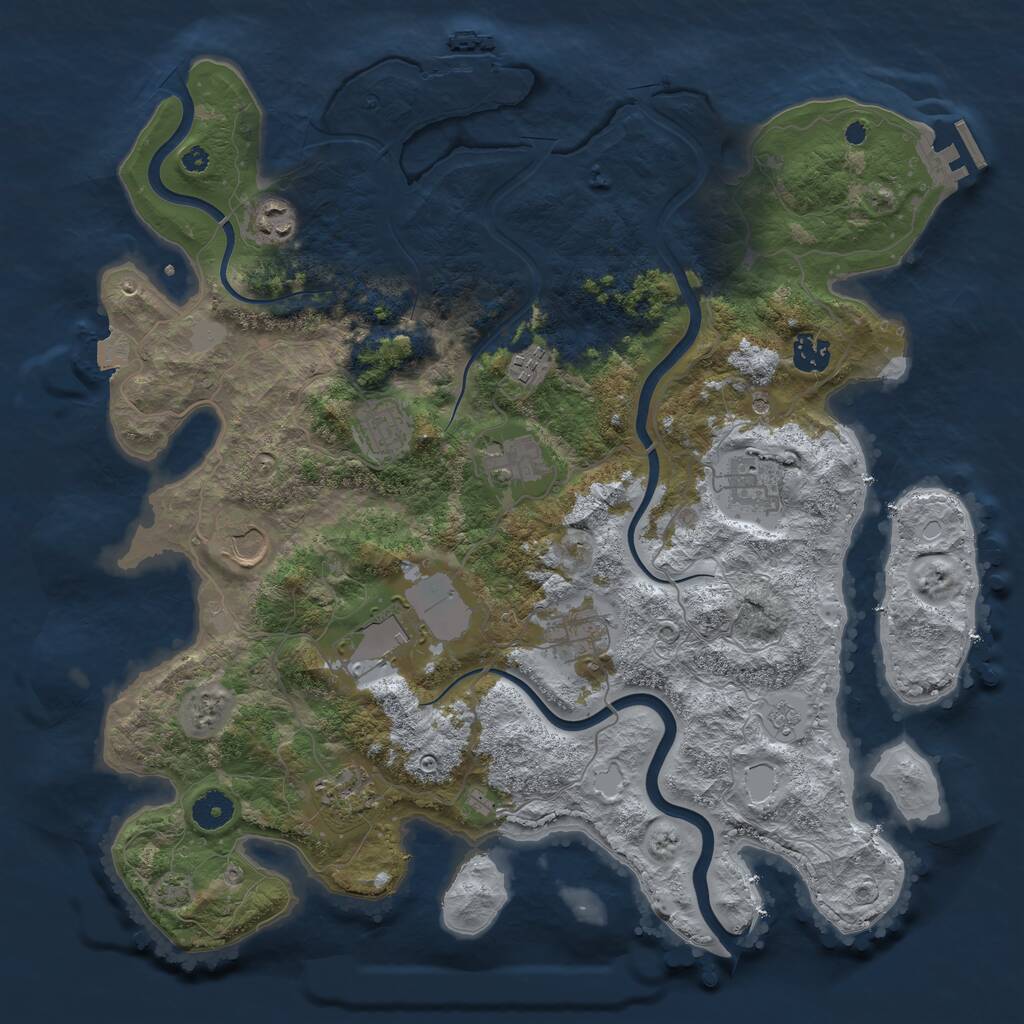 Rust Map: Procedural Map, Size: 3950, Seed: 25533858, 16 Monuments