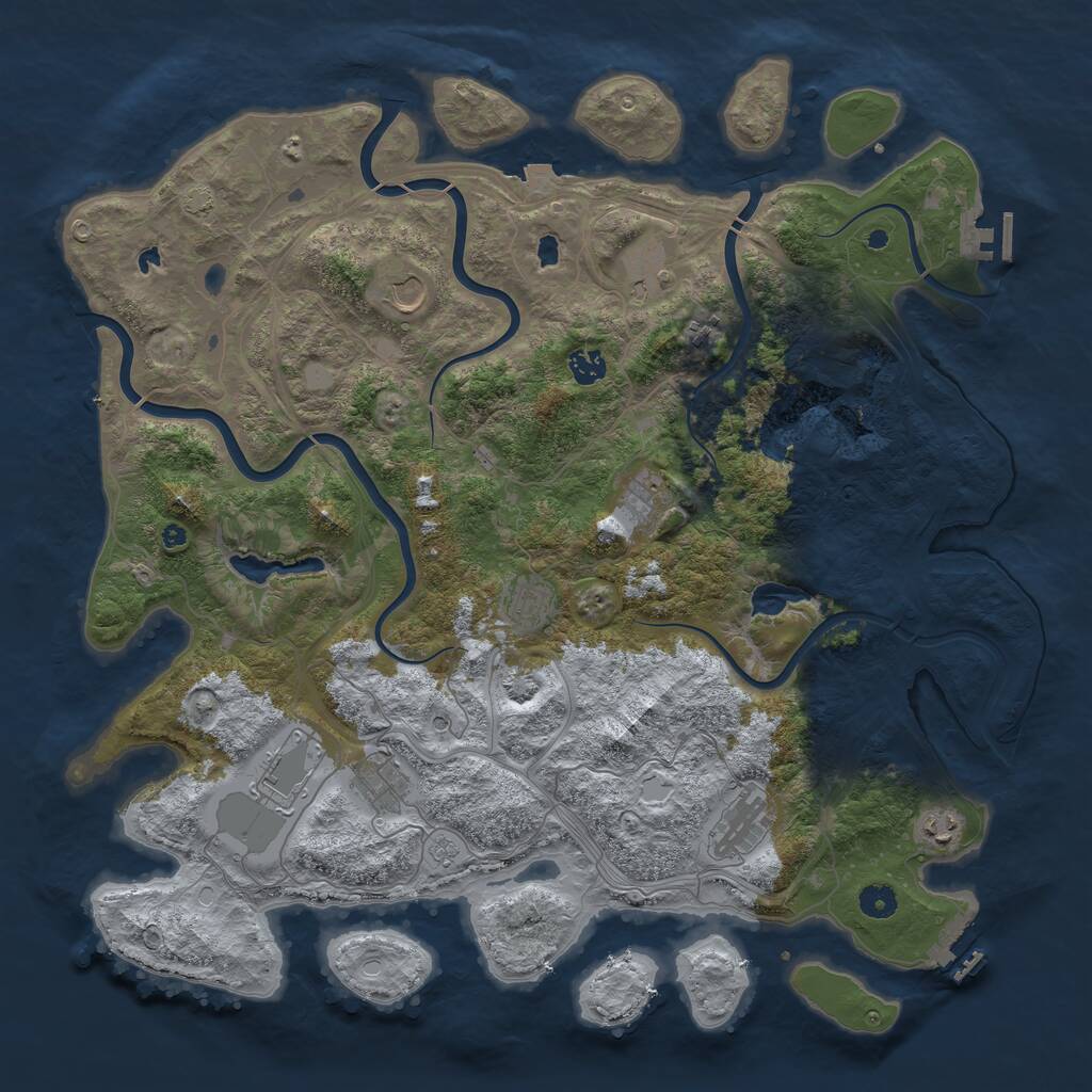 Rust Map: Procedural Map, Size: 4500, Seed: 4325, 16 Monuments