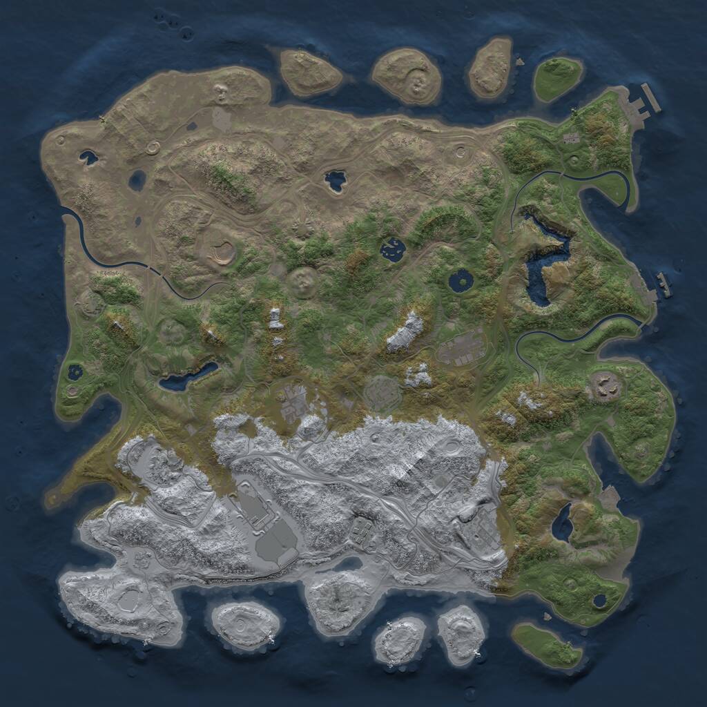 Rust Map: Procedural Map, Size: 4500, Seed: 4325, 16 Monuments