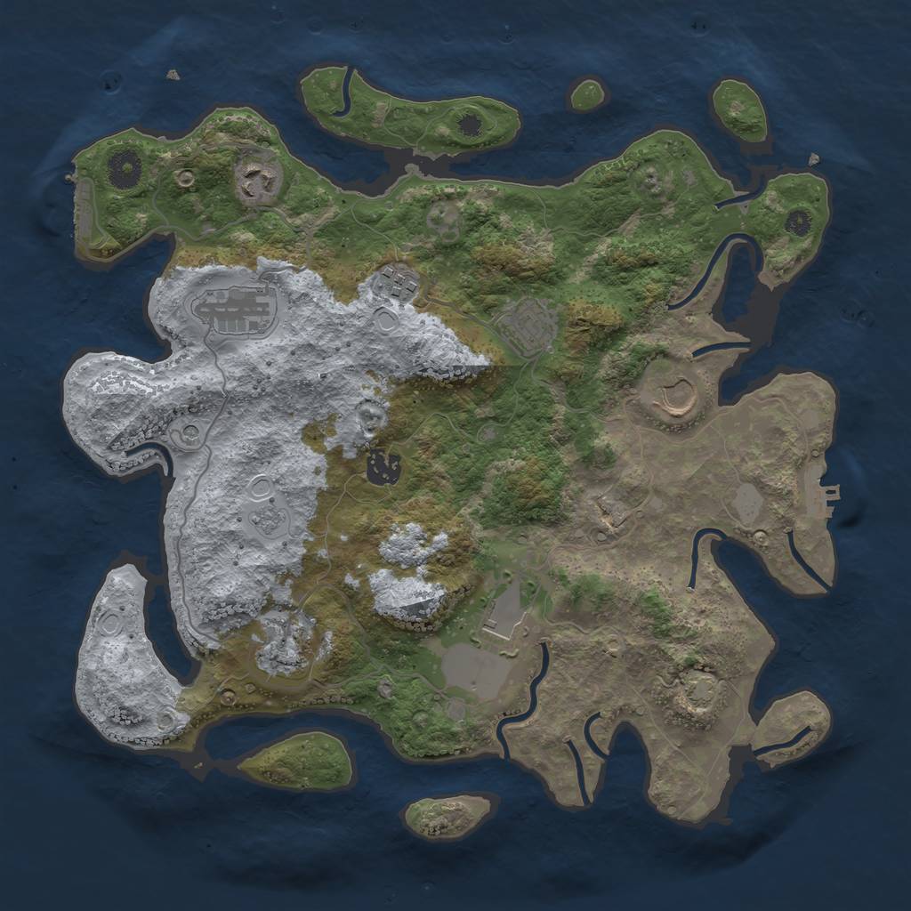 Rust Map: Procedural Map, Size: 3700, Seed: 26733532, 16 Monuments