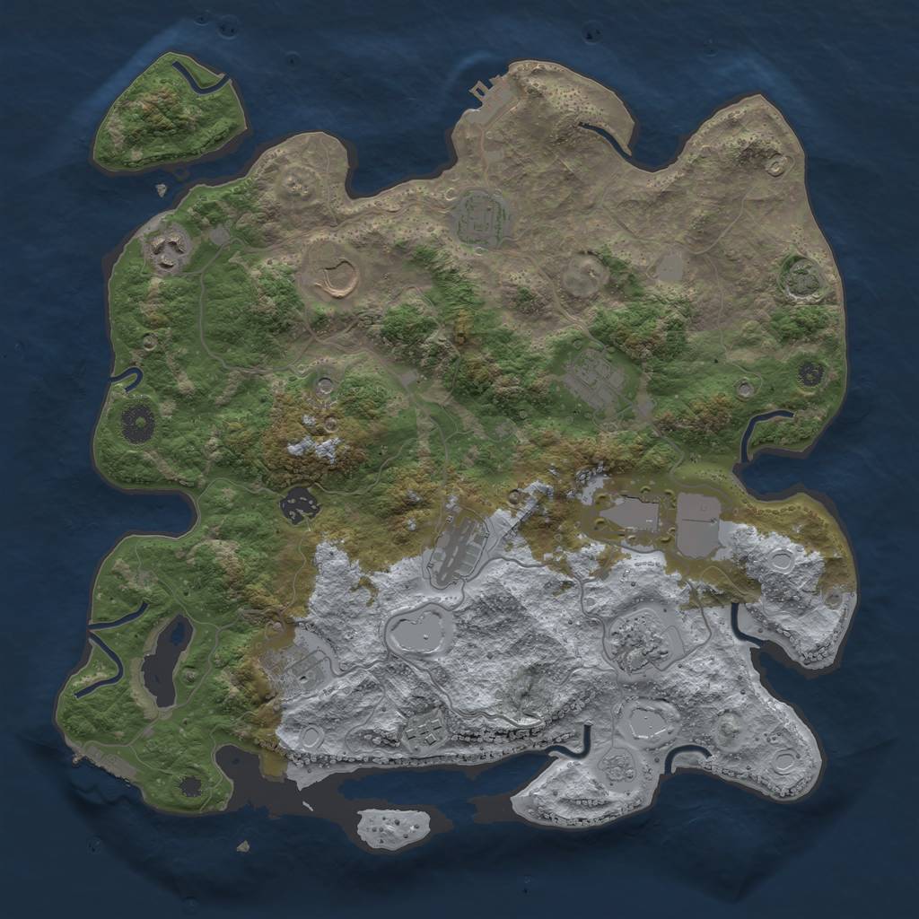 Rust Map: Procedural Map, Size: 3750, Seed: 977673098, 18 Monuments