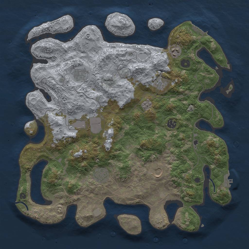 Rust Map: Procedural Map, Size: 4000, Seed: 1812895449, 16 Monuments