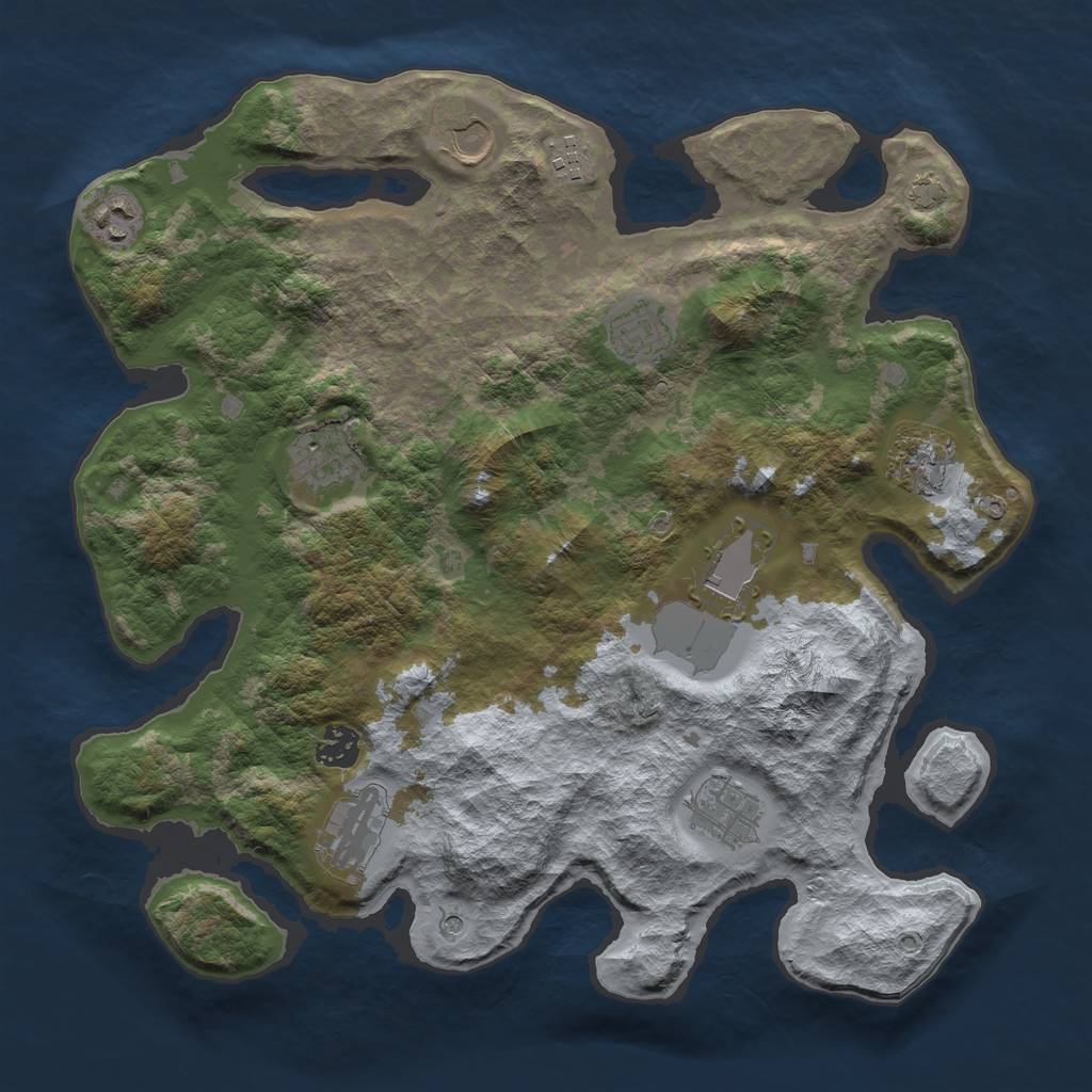 Rust Map: Barren, Size: 3700, Seed: 23763605, 14 Monuments