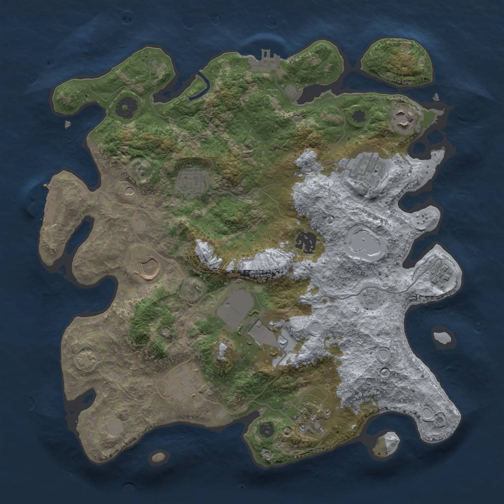 Rust Map: Procedural Map, Size: 3500, Seed: 170521137, 17 Monuments