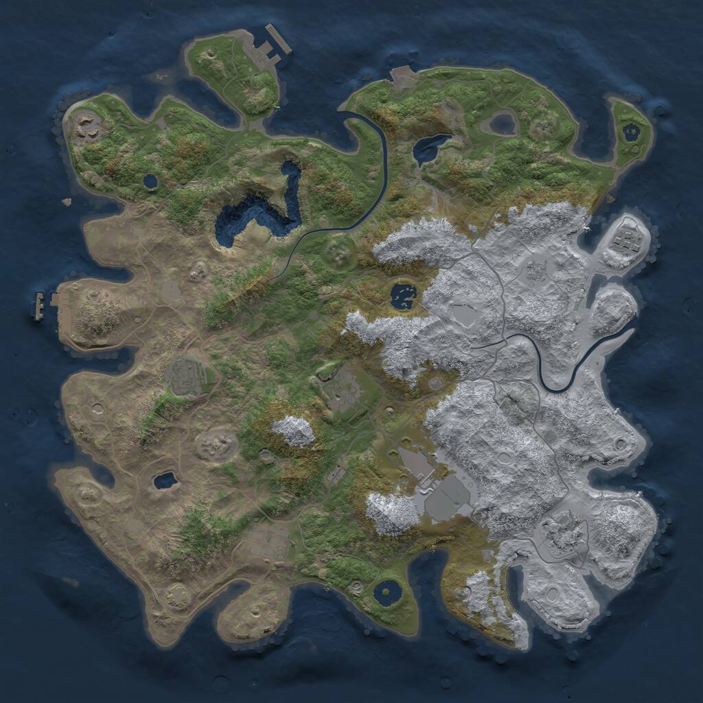 Rust Map: Procedural Map, Size: 4000, Seed: 27543825, 14 Monuments