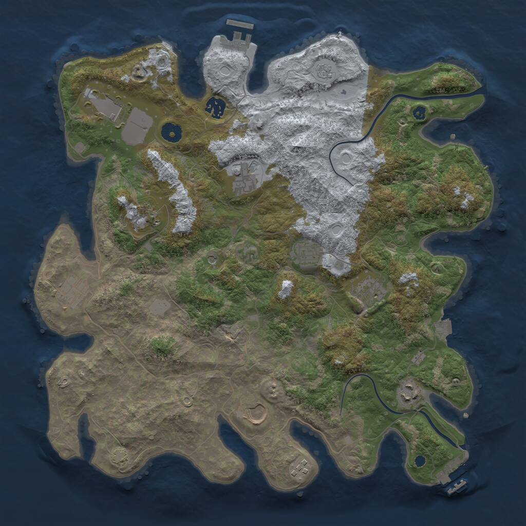 Rust Map: Procedural Map, Size: 3900, Seed: 36341531, 16 Monuments