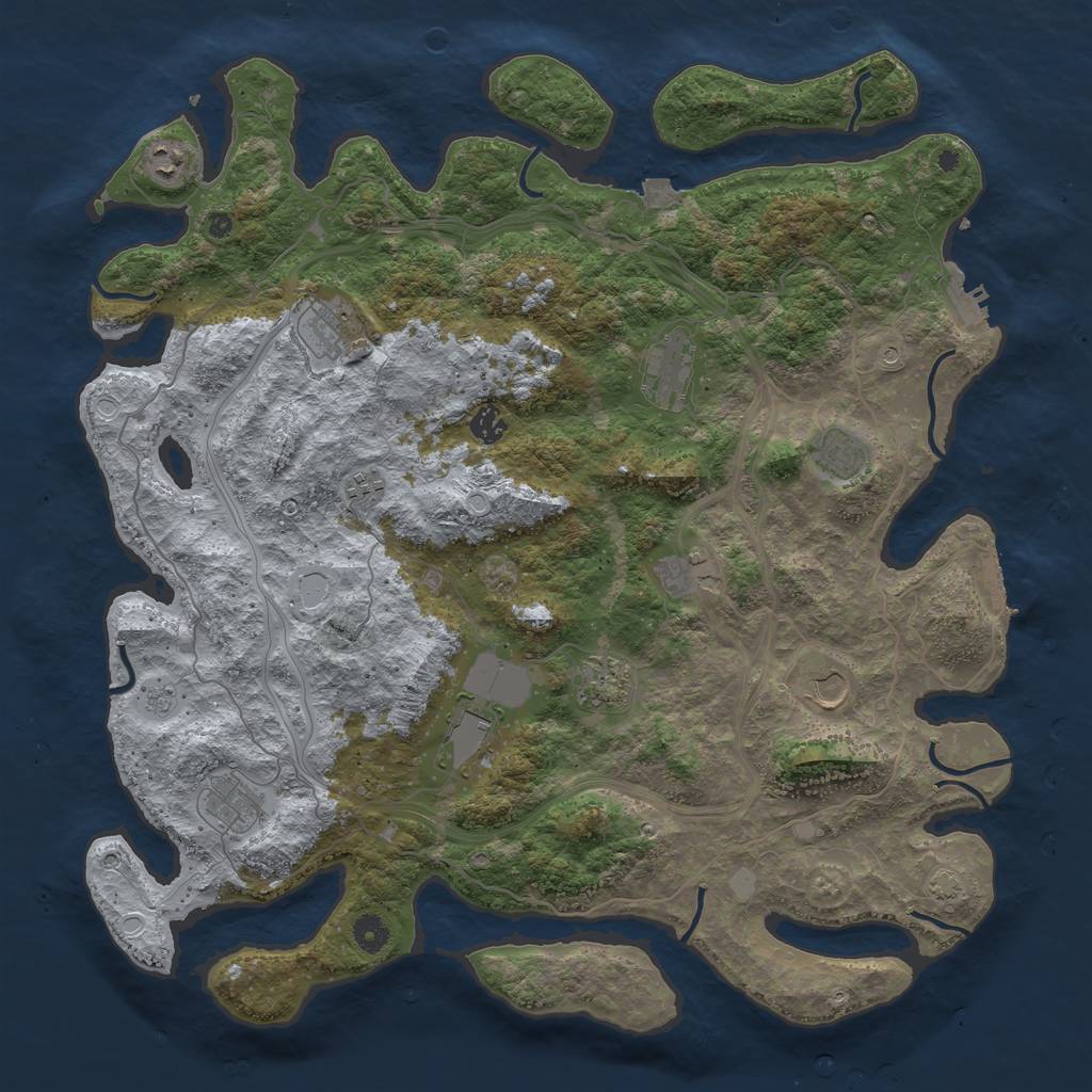 Rust Map: Procedural Map, Size: 4500, Seed: 1894662868, 19 Monuments