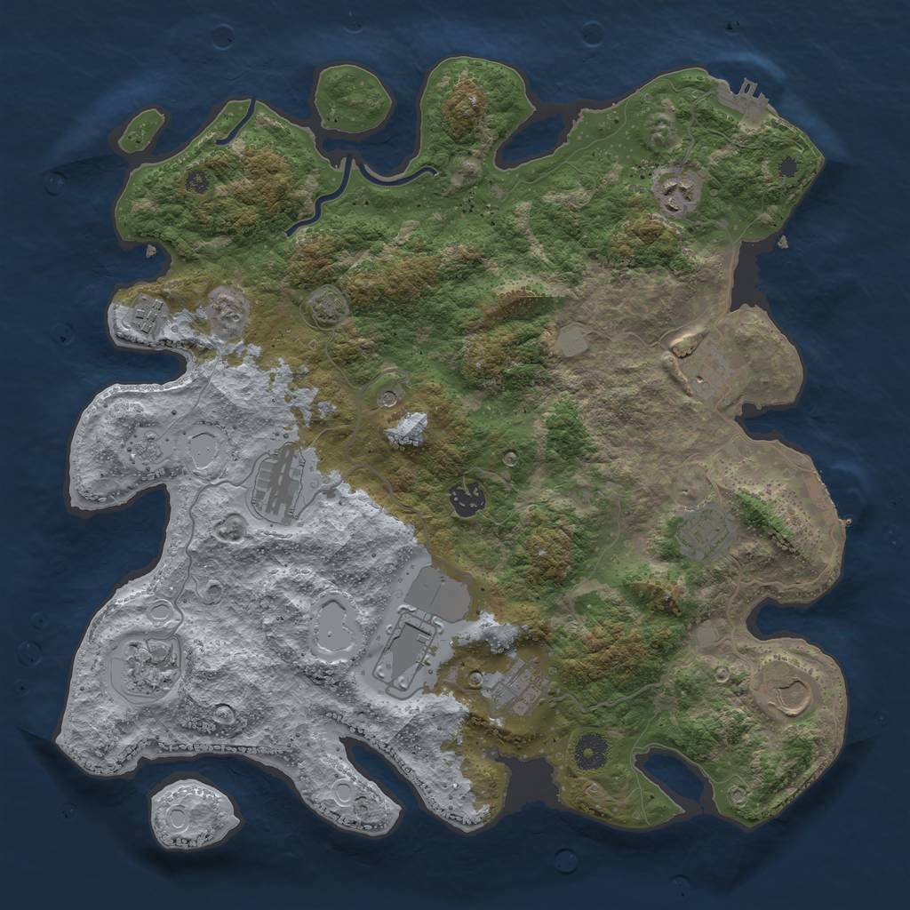 Rust Map: Procedural Map, Size: 3850, Seed: 553000400, 18 Monuments