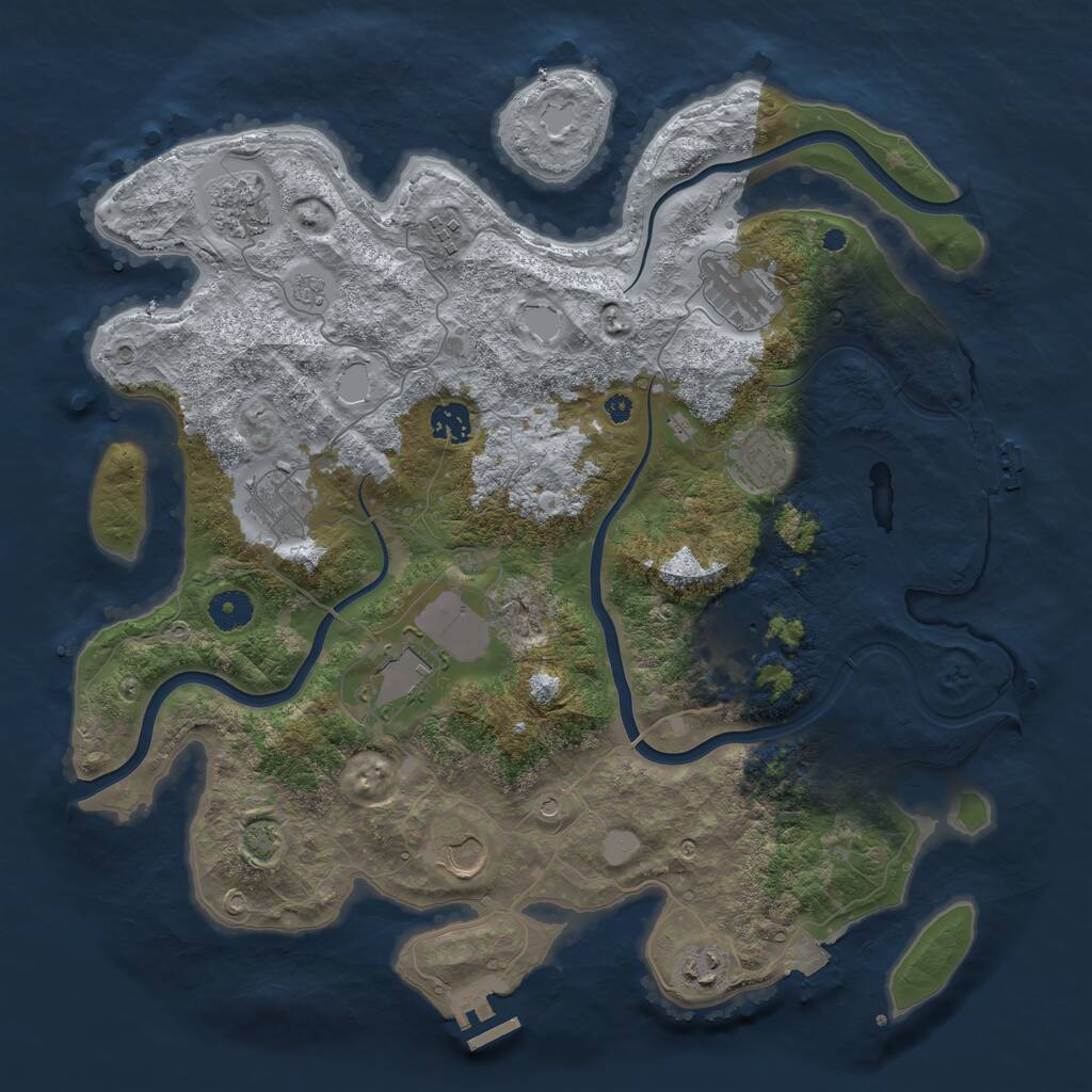 Rust Map: Procedural Map, Size: 3950, Seed: 27986976, 16 Monuments