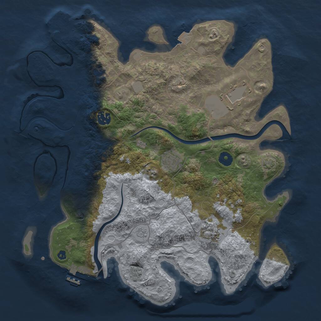 Rust Map: Procedural Map, Size: 3500, Seed: 2115333, 11 Monuments