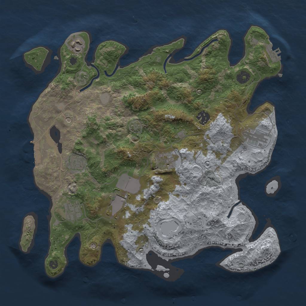 Rust Map: Procedural Map, Size: 3500, Seed: 1269293652, 15 Monuments