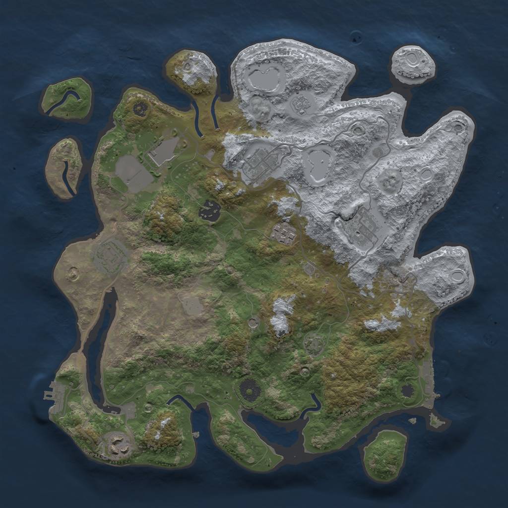 Rust Map: Procedural Map, Size: 3500, Seed: 551435836, 15 Monuments